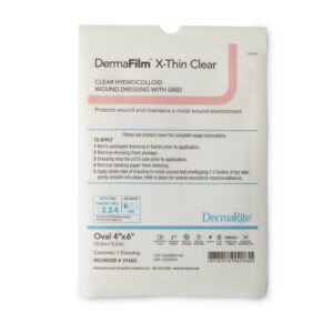 Thin Hydrocolloid Dressing DermaFilm Film Backing 4 X 6 Inch Oval Hydrocolloid / Film