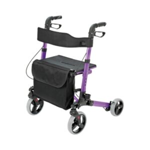 4 Wheel Rollator HealthSmart Gateway Purple Adjustable Height / Lightweight / Folding Aluminum Frame