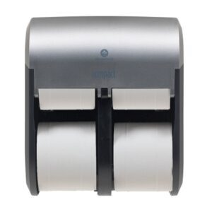 Toilet Tissue Dispenser Compact 4-Roll Quad Faux Stainless Touch Free Wall Mount