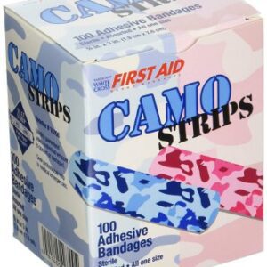 Adhesive Strip American White Cross Stat Strip 3/4 X 3 Inch Plastic Rectangle Kid Design (Blue / Pink Camo) Sterile