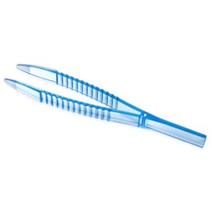 Lab Forceps Cole-Parmer 4 Inch Length Floor / Office Grade Polystyrene Sterile NonLocking Thumb Handle Straight Serrated Tips
