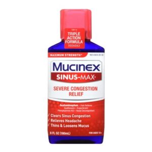 Cold and Sinus Relief Mucinex Severe Sinus 650 mg – 400 mg – 10 mg / 20 mL Strength Liquid 6 oz.