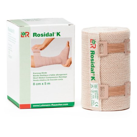 Compression Bandage Rosidal K 3-1/5 Inch X 5-1/2 Yard Clip Detached Closure Tan NonSterile High Compression