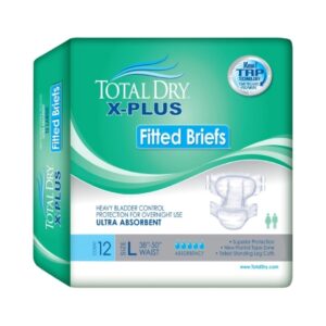 Unisex Adult Incontinence Brief Total Dry X-Plus Medium Disposable Heavy Absorbency