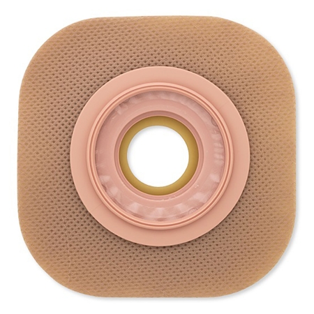 Ostomy Barrier New Image Precut, Standard Wear Adhesive Tape Borders 57 mm Flange Red Code System Flexwear 1-1/8 Inch Opening