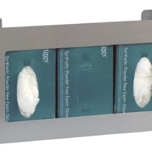 Glove Box Holder Wall Mounted 3-Box Capacity Silver 16 W X 3-3/4 D X 10 H Inch Stainless Steel