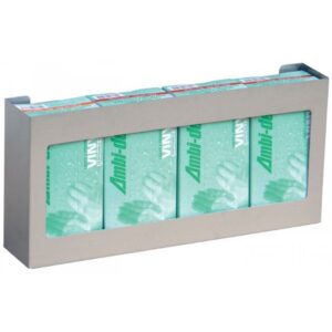 Glove Box Holder Wall Mounted 4-Box Capacity Silver Stainless Steel
