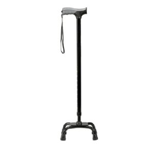 Small Base Quad Cane Soft Grip Aluminum 31 to 40 Inch Height Black