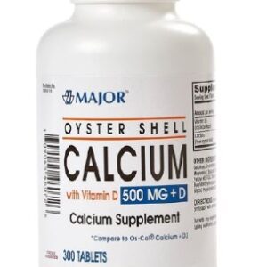 Joint Health Supplement Major Calcium / Vitamin D 500 mg – 200 IU Strength Tablet 300 per Bottle