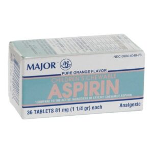 Children’s Pain Relief Major 81 mg Strength Aspirin Chewable Tablet 36 per Box