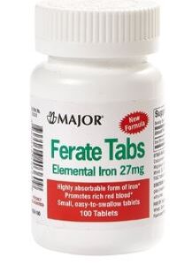 Mineral Supplement Major Ferate Tabs Iron 27 mg Strength Tablet 100 per Bottle
