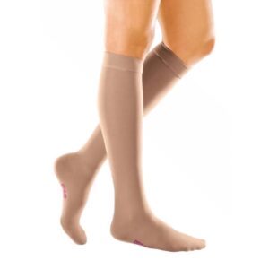 Compression Stocking mediven forte Knee High Size 6 / Extra Wide Caramel Closed Toe