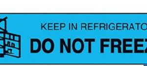 Pre-Printed Label HCL Auxiliary Label Blue Paper Do Not Feeze Black Temperature Control 3/8 X 1-5/8 Inch