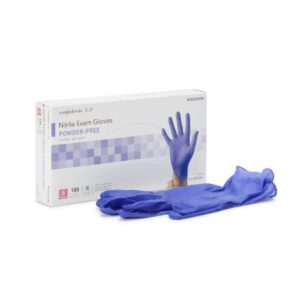 Exam Glove McKesson Confiderm 3.0 Small NonSterile Nitrile Standard Cuff Length Textured Fingertips Blue Not Rated