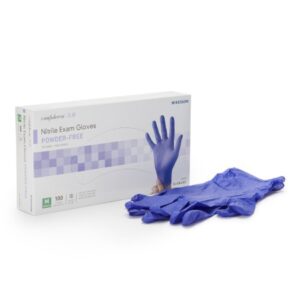 Exam Glove McKesson Confiderm 3.0 Medium NonSterile Nitrile Standard Cuff Length Textured Fingertips Blue Not Rated