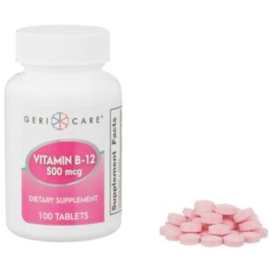 Vitamin Supplement Geri-Care Vitamin B12 500 mcg Strength Tablet 100 per Bottle