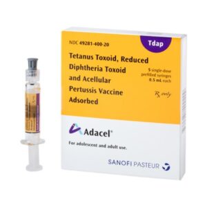 Adacel Tetanus Toxoid, Reduced Diphtheria Toxoid and Acellular Pertussis Vaccine, Adsorbed, Preservative Free 5 Lf – 2 Lf – 2.5 mcg / 0.5 mL Injection 0.5 mL