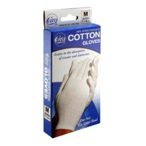 Infection Control Glove Cara Medium Cotton White Wrist Length Hemmed Cuff NonSterile