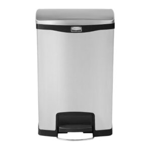 Trash Can Rubbermaid Slim Jim 52 Quart / 13 gal. Black Stainless Steel Rectangular