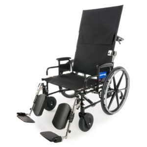 Bariatric Reclining Wheelchair Regency XL 2000 Heavy Duty Dual Axle Desk Length Arm Elevating Legrest Black Upholstery 22 Inch Seat Width Adult 700 lbs. Weight Capacity