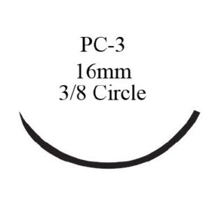 Nonabsorbable Suture with Needle Ethilon Nylon PC-3 3/8 Circle Precision Conventional Cutting Needle Size 6-0 Monofilament