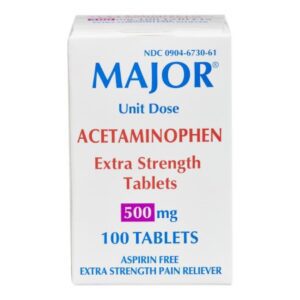 Pain Relief Major 500 mg Strength Acetaminophen Unit Dose Tablet 100 per Box