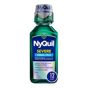 Cold and Cough Relief NyQuil 650 mg – 20 mg – 12.5 mg- 10 mg / 30 mL Strength Liquid 12 oz.