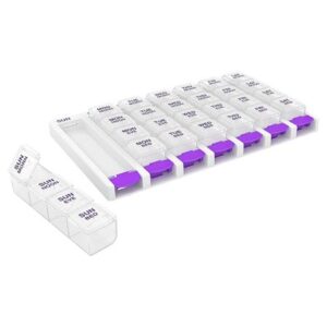 Pill Organizer Ezy Dose Pop Out Push-Button Medtime Planner 7 Day 4 Dose