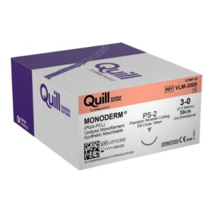 Absorbable Quill Barbed Suture with Needle Quill  Monoderm Polyglycolic Acid / PCL PS-2 3/8 Circle Reverse Cutting Needle Size 3-0 Barbed Monofilament
