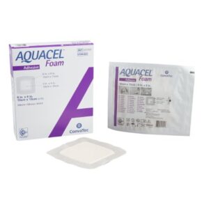 Foam Dressing Aquacel 6 X 6 Inch With Border Waterproof Film Backing Silicone Adhesive Square Sterile