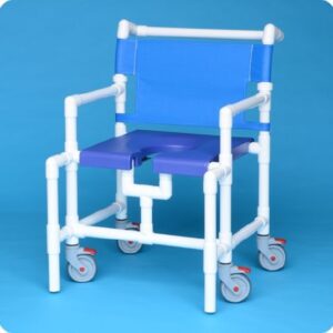 Shower Chair ipu Fixed Arms PVC Frame Mesh Backrest 28-1/4 Inch Seat Width 450 lbs. Weight Capacity