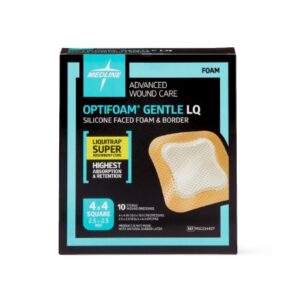 Foam Dressing Optifoam Gentle LQ 4 X 4 Inch With Border Waterproof Backing Silicone Face and Border Square Sterile