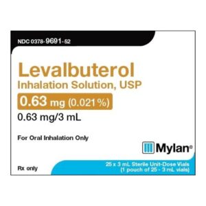 Levalbuterol HCl, Preservative Free 0.63 mg / 3 mL Solution 25 Vials