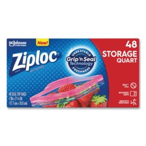 Reclosable Bag Ziploc 7 X 7-7/16 Inch Plastic Clear / White Block Zipper Closure