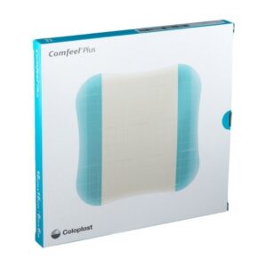 Hydrocolloid Dressing Comfeel Plus Film Backing 4 X 4 Inch Square Hydrocolloid / Sodium Carboxymethylcellulose (CMC) / Film