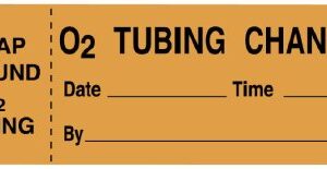 Pre-Printed Label UAL Auxiliary Label Orange Paper O2 Tubing Change Date___Time__ Safety and Instructional 1 X 3 Inch