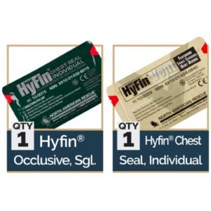 Chest Wound Seal USMC HyFin 1 X 6 X 6 Inch 2 per Pack NonSterile