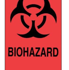 Pre-Printed Label Fisherbrand Caution Label Fluorescent Red Paper Biohazard / Symbol Black Biohazard 2 X 3 Inch