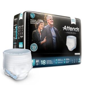 Unisex Adult Absorbent Underwear Attends Premier Pull On with Tear Away Seams Medium Disposable Heavy Absorbency