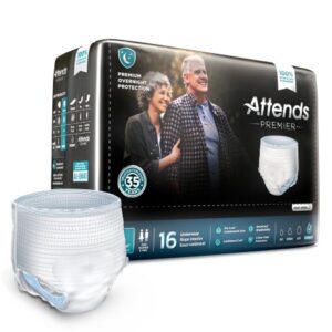 Unisex Adult Absorbent Underwear Attends Premier Pull On with Tear Away Seams Large Disposable Heavy Absorbency