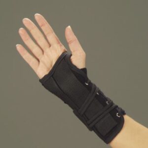 Wrist Brace Suede Leatherette / Metal / Nylon Tricot Right Hand Black Medium
