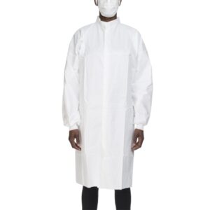 Cleanroom Lab Coat Contec CritiGear White Large Knee Length Microporous Fabric Disposable