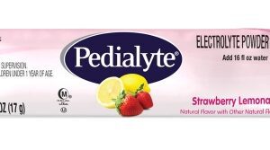 Oral Electrolyte Solution Pedialyte Powder Packs Strawberry Lemonade Flavor 0.6 oz. Electrolyte