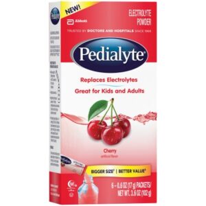 Oral Electrolyte Solution Pedialyte Powder Packs Cherry Flavor 0.6 oz. Electrolyte