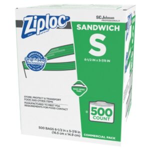 Reclosable Bag Ziploc 5-7/8 X 6-1/2 Inch Plastic Clear Zipper Closure