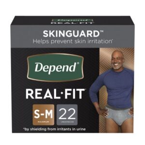 Male Adult Absorbent Underwear Depend Real Fit Waistband Style Small / Medium Disposable Heavy Absorbency