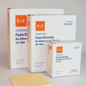Foam Dressing Zenifoam 2 X 2 Inch Without Border Waterproof Backing Nonadhesive Square Sterile