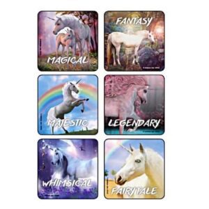 Kids Love Stickers 90 per Roll Fantasy Unicorns Sticker 2-1/2 Inch
