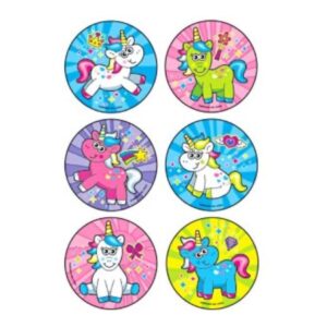 Kids Love Stickers 90 per Roll Cartoon Unicorns Sticker 2-1/2 Inch