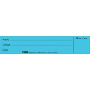 Pre-printed Label First Healthcare Products ID Spine Blue Cardstock Name_Doctor_Note_RM_ Black Patient Information 16/17 X 5 Inch